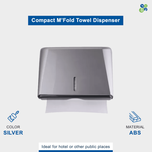 Compact M Fold Towel Dispenser - Silver by Global Enterprises