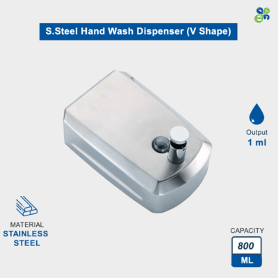 S.Steel Hand Wash Dispenser 800ml V Shape by Global Enterprises